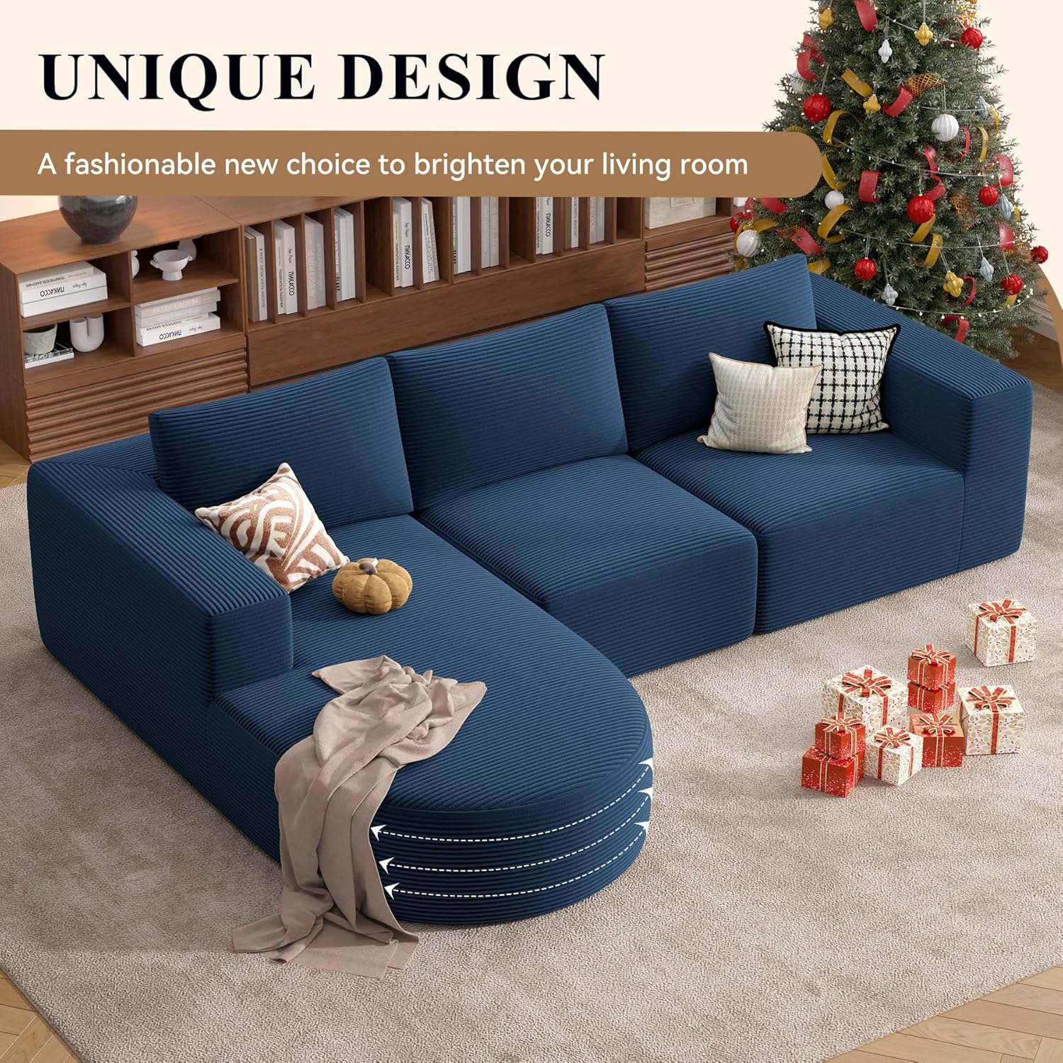 Modular Sectional Sofa with L-Shape Chaise,Cloud Sectional Modern Sleeper Couch with Deep