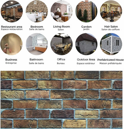 Dundee Deco 3D Wall Panels Faux Brick - Cladding, Brown Beige Stone Look Wall Paneling, Styrofoam