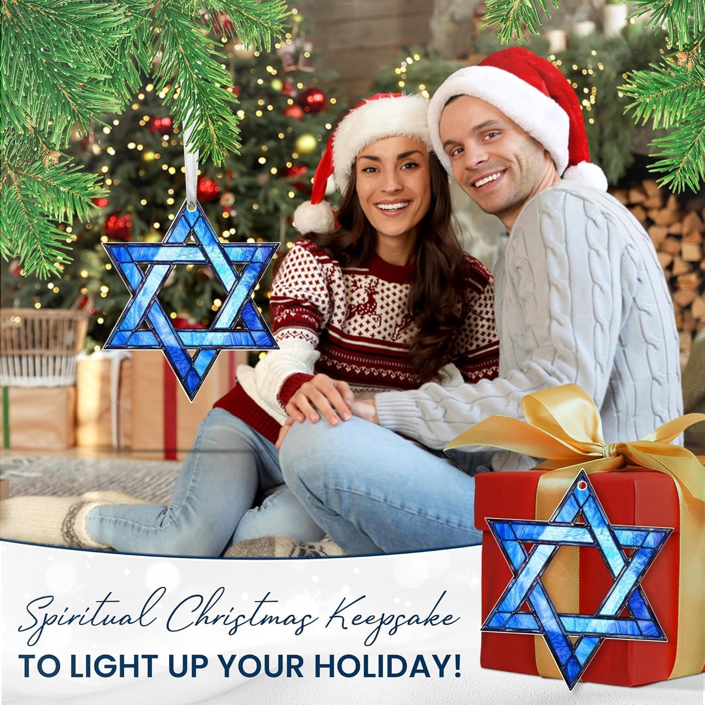 FLAGWIX Hanukkah Gifts for Women Men - Acrylic Christmas Ornaments 2025 - Hanukkah Ornaments for