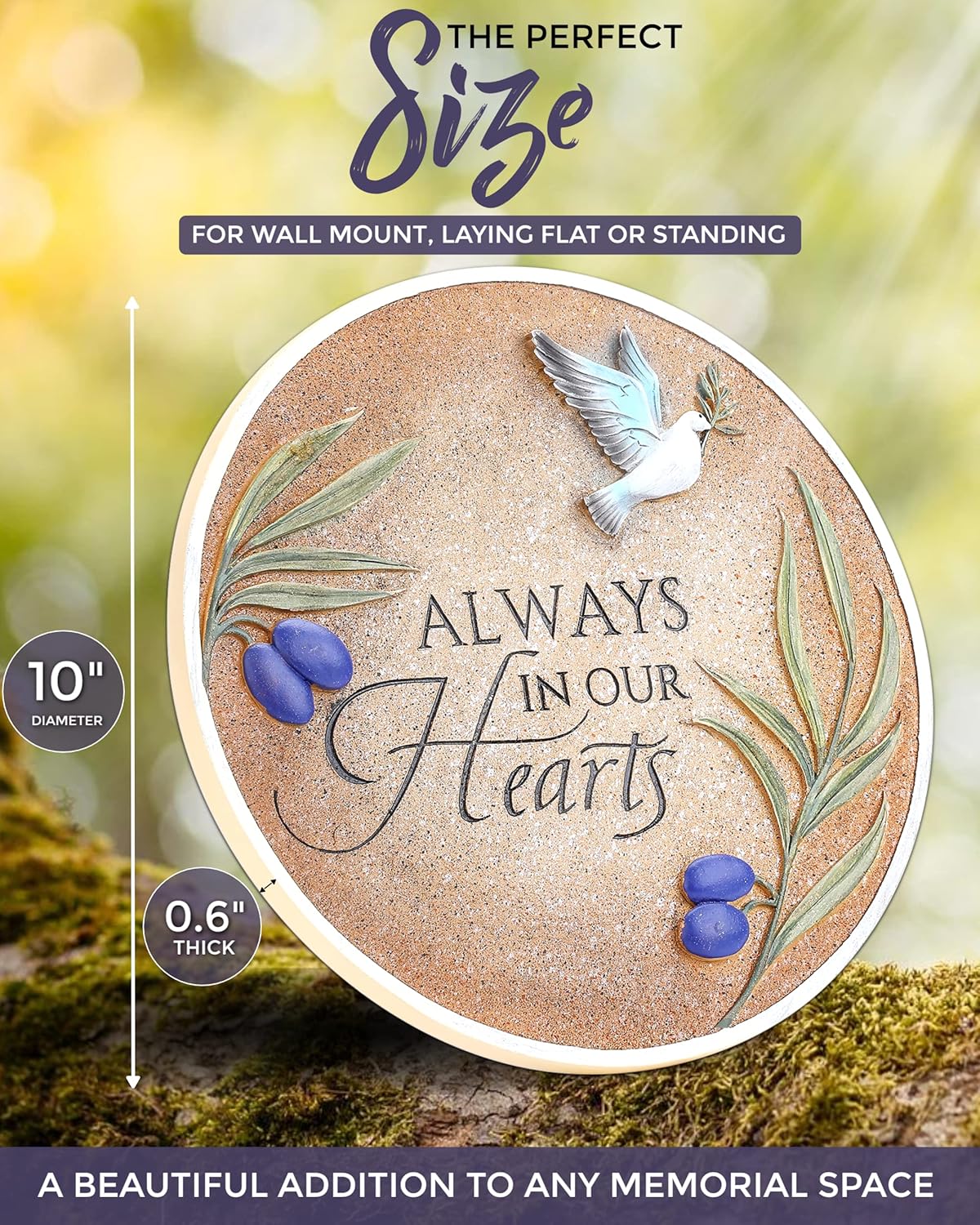 Spiritwind 10-Inch Garden Memorial Stone with Included Plaque Stand & Sympathy Card, Memorial