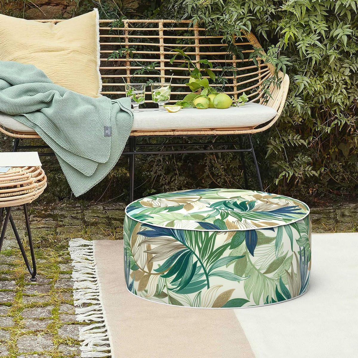LVTXIII Inflatable Stool Ottoman Footrest with Handle, Decorative Fade-Resistant Foot Stool, Indoor