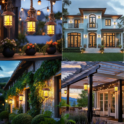 Otdair Solar Wall Lantern Outdoor, Flickering Flames Solar Sconce Lights Outdoor, Hanging Lamps