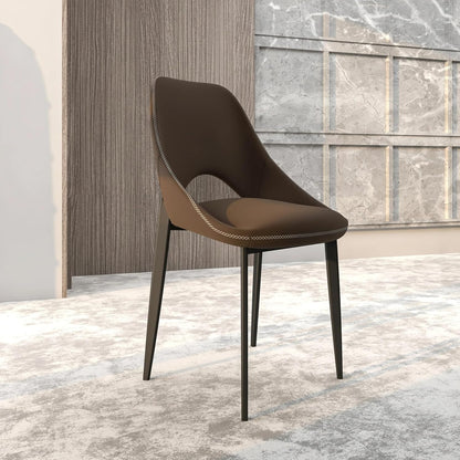 LeisureMod Amalfi Upholstered Fabric Dining Chair – Modern Side Chair with Iron Legs, Mid-Century