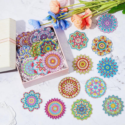 Henoyso 20 Pcs Diamond Art Painting Keychains Kits for Adults 5d Double Sided Cross Shaped Diamond