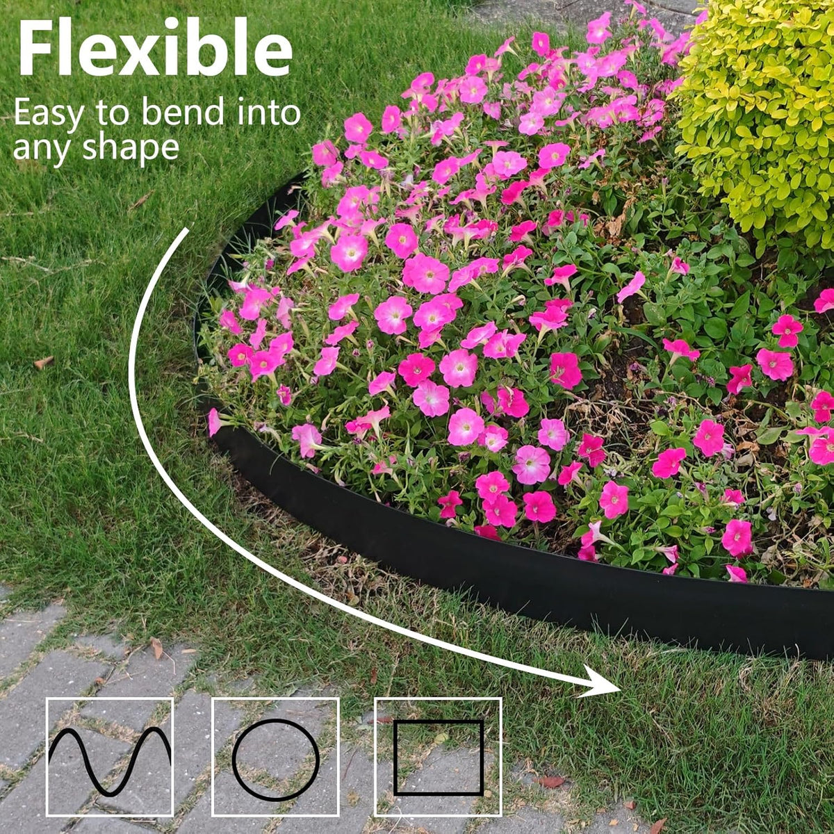4 Inch Tall 102FT Landscape Edging with 110Pcs Metal Spikes, Plastic Garden Edging Border Landscape