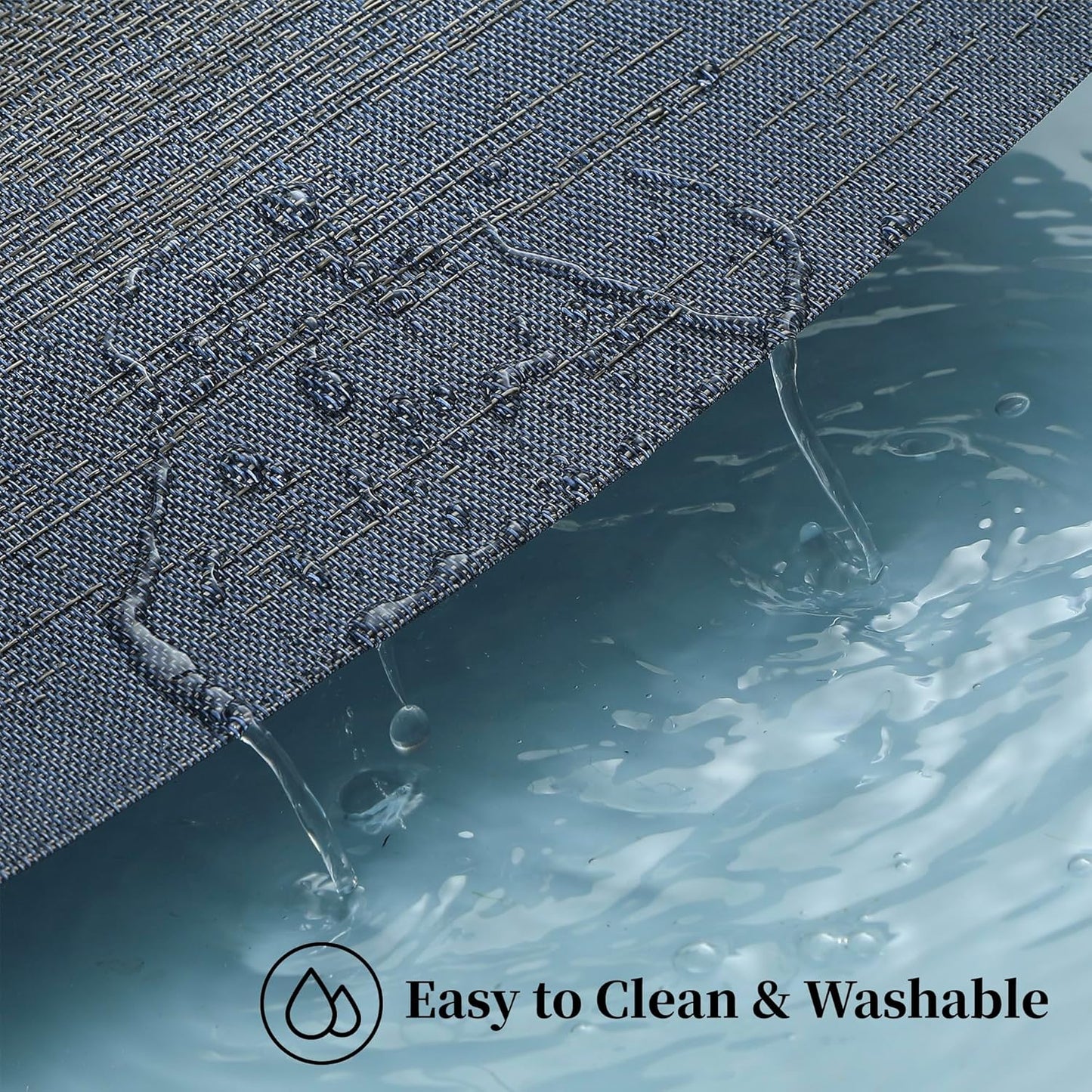 Leetaltree Denim Blue Placemats Set of 4 - Heat Resistant Non-Slip Place mats for Dining Table