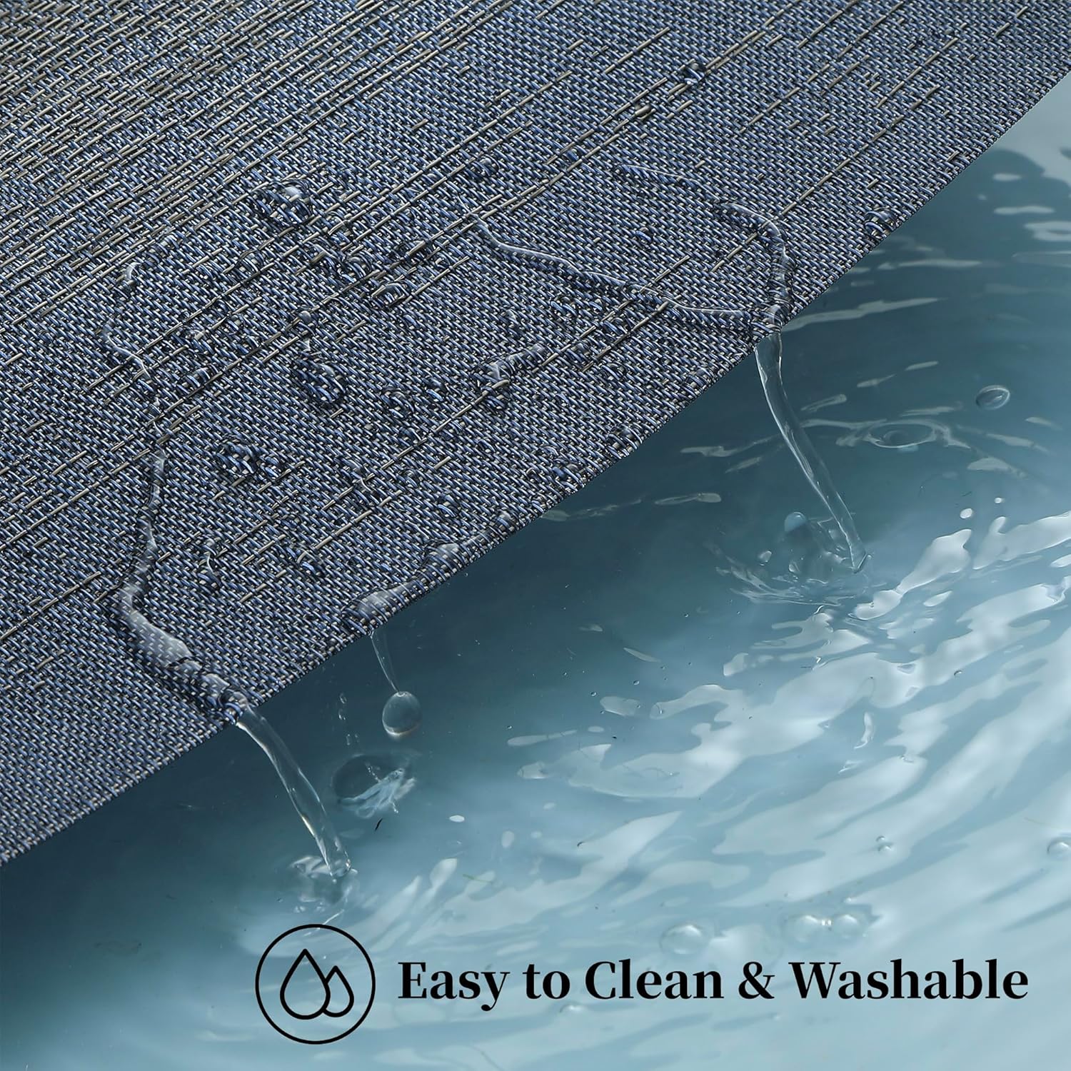 Leetaltree Denim Blue Placemats Set of 4 - Heat Resistant Non-Slip Place mats for Dining Table