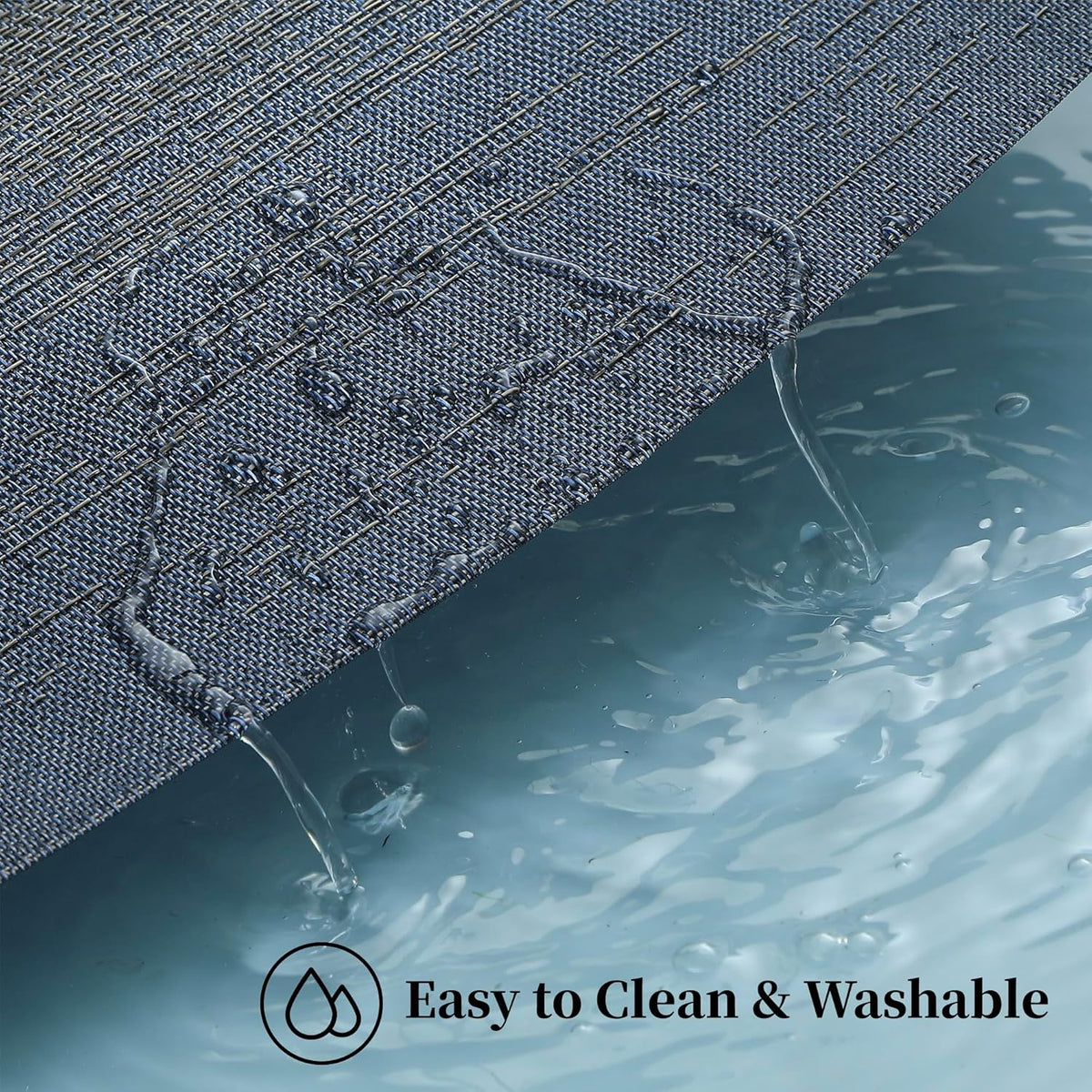 Leetaltree Denim Blue Placemats Set of 8 - Heat Resistant Non-Slip Place mats for Dining Table