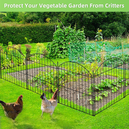 Decorative Garden Fence 24in (H) x10ft (L), 5 Pack No Dig Fence Animal Barrier for Dog with Lock
