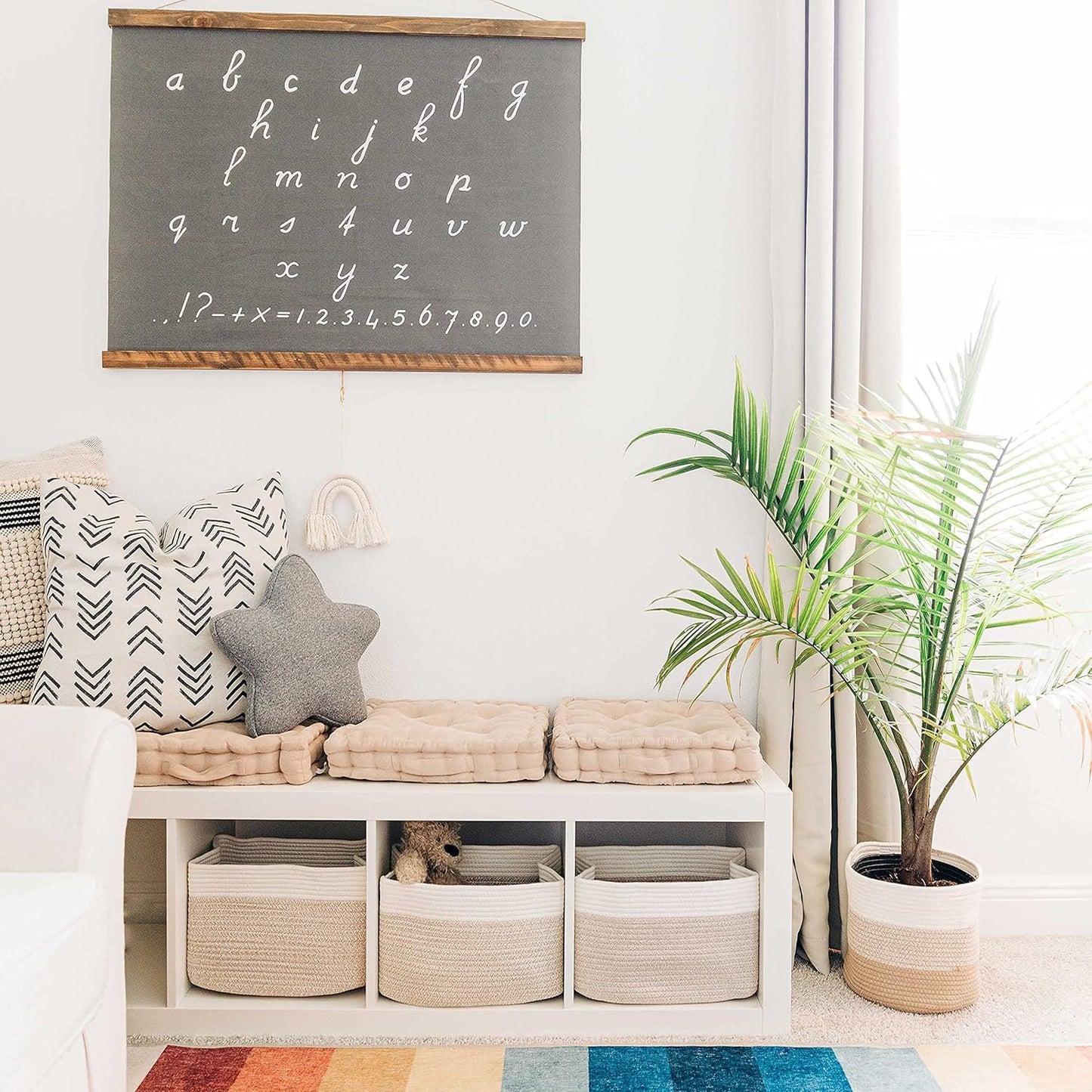 OrganiHaus Set of 3 Woven Storage Baskets for Organizing, Cotton Rope Organizer Bins for Shelves