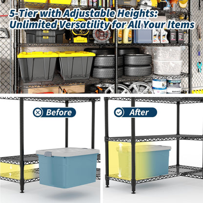 Garvee 71" Wide Storage Shelves Metal Shelving Units 5 Tier, 1325LBS