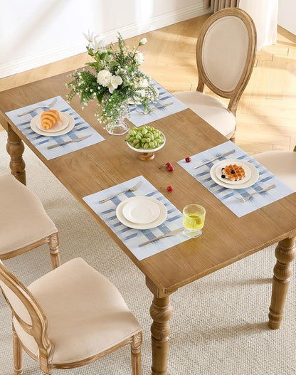 Leetaltree Geometric Print Blue Placemats Set of 12 - Heat Resistant Non-Slip Place mats for Dining