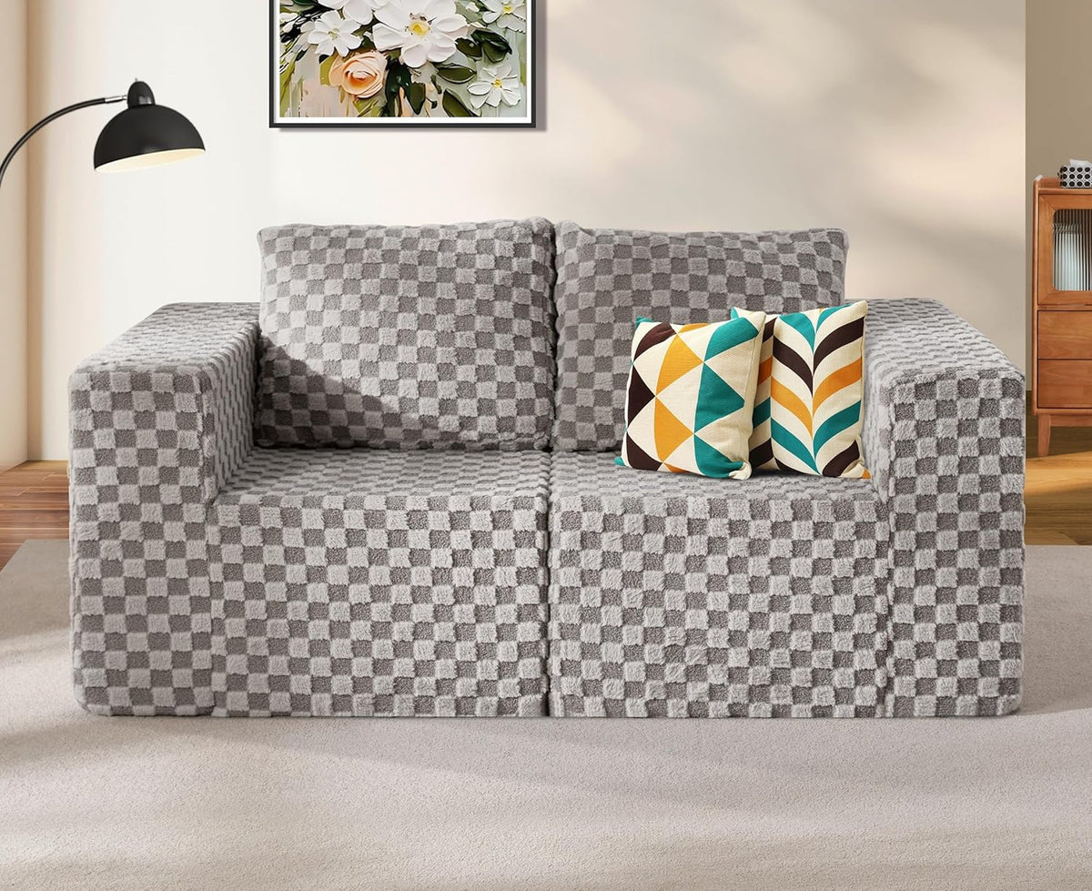Modular Sectional Sofa 2 Seater Loveseat Modular Couch with Deep Seat Memory Foam Cloud Chair with