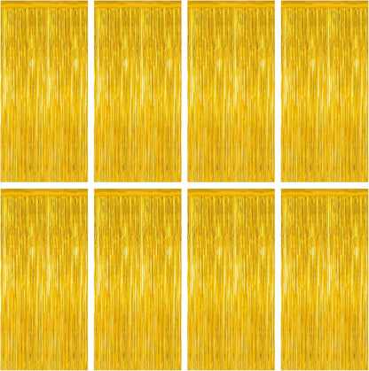 8 Pack 2025 Graduation Party Decorations, 3.28 FT x 7.05 FT Gold Backdrop, Metallic Graduation