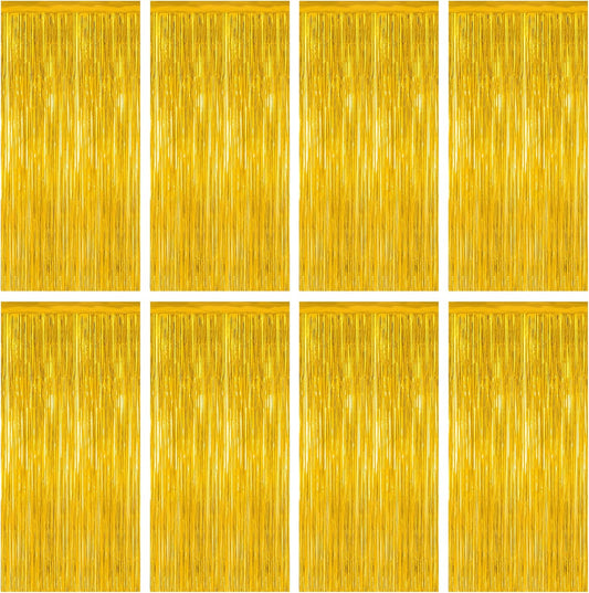 8 Pack 2025 Graduation Party Decorations, 3.28 FT x 7.05 FT Gold Backdrop, Metallic Graduation