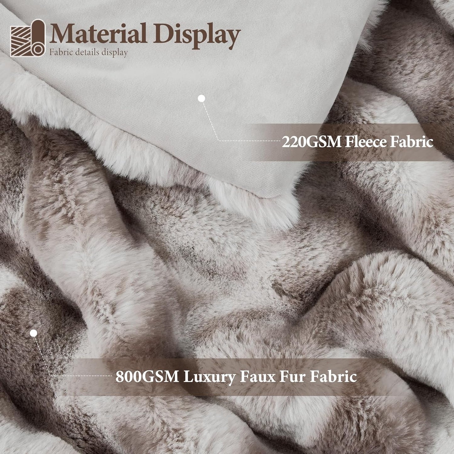 Touchat Luxury 1000GSM Faux Rabbit Fur Throw Blanket, Super Heavy Warm Cozy Brown Blankets for