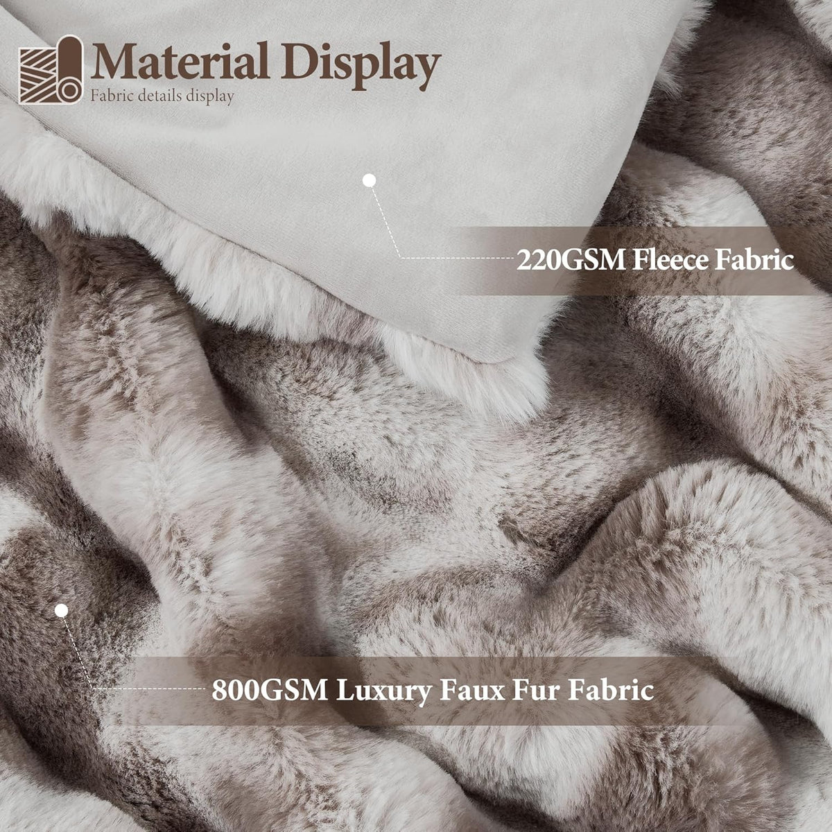 Touchat Luxury 1000GSM Faux Rabbit Fur Throw Blanket, Super Heavy Warm Cozy Brown Blankets for