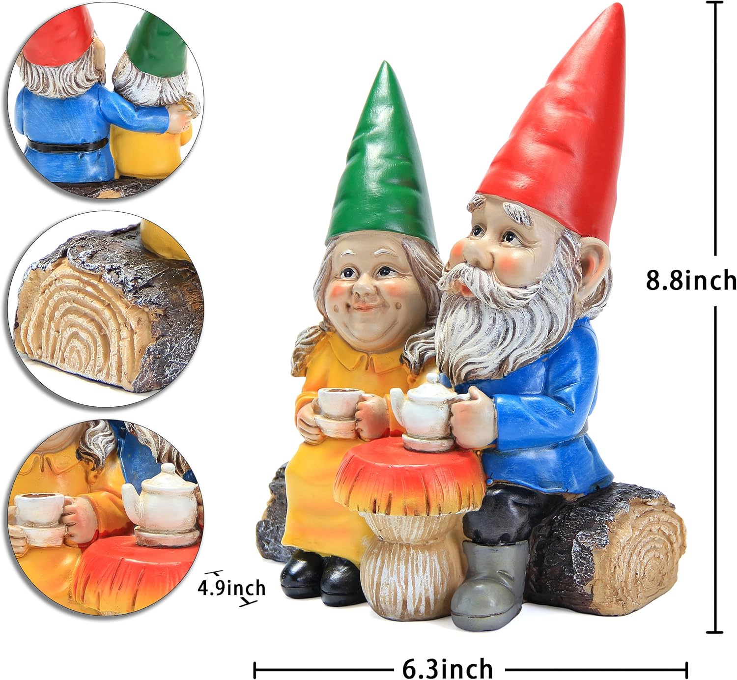 Garden Gnome Statue for Outdoor Decoration,Couple in Love Gnome Figurine for Patio Yard Lawn