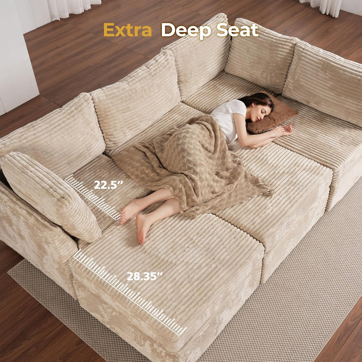 HOOOWOOO Modular Sectional Sofa,6 Pieces Sectional Couches for Living Room,131X66 L Shaped Cloud