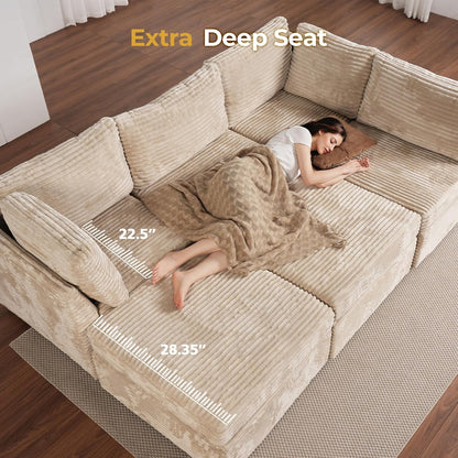 HOOOWOOO Modular Sectional Sofa,6 Pieces Sectional Couches for Living Room,131X66 L Shaped Cloud
