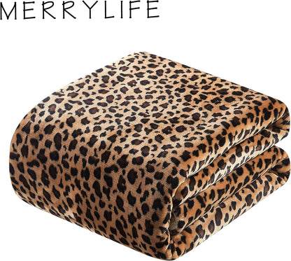 MERRYLIFE Leopard Throw Blanket Decorative Fleece Throw | Ultra-Plush Colorful Oversized | Couch