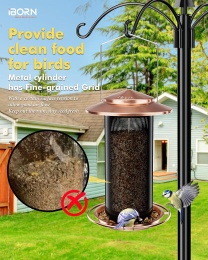 iBorn Bird Feeders for Outdoors, All Metal Mesh Tube, Holding Bird Seed for Outside Feeders,18cm