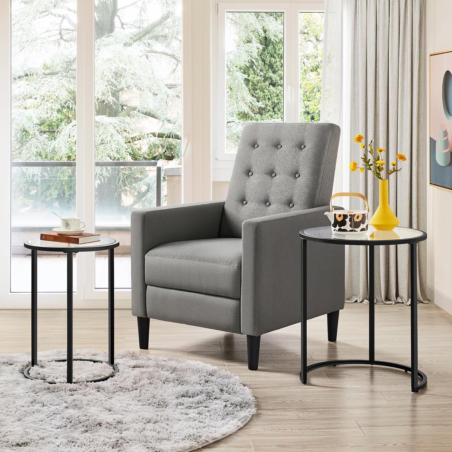 Yaheetech Round Nesting End Table Set of 2,Stacking Side Tables,Coffee Tables Set w/Metal Frame &