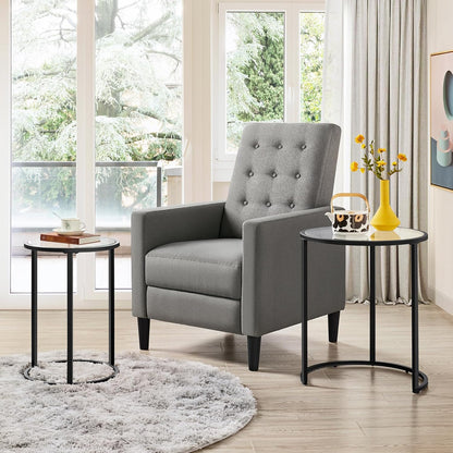 Yaheetech Round Nesting End Table Set of 2,Stacking Side Tables,Coffee Tables Set w/Metal Frame &