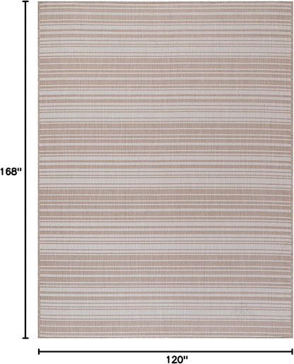 Stripe Outdoor Rug 10x14 Washable Outside Carpet for Indoor Patio Porch Waterproof Easy Cleaning