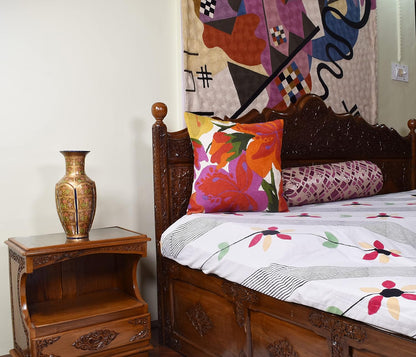 Floral Bloom Pillow Cover | Suzani Accent Pillowcase | Flower Accent Cushions | Hand Embroidered