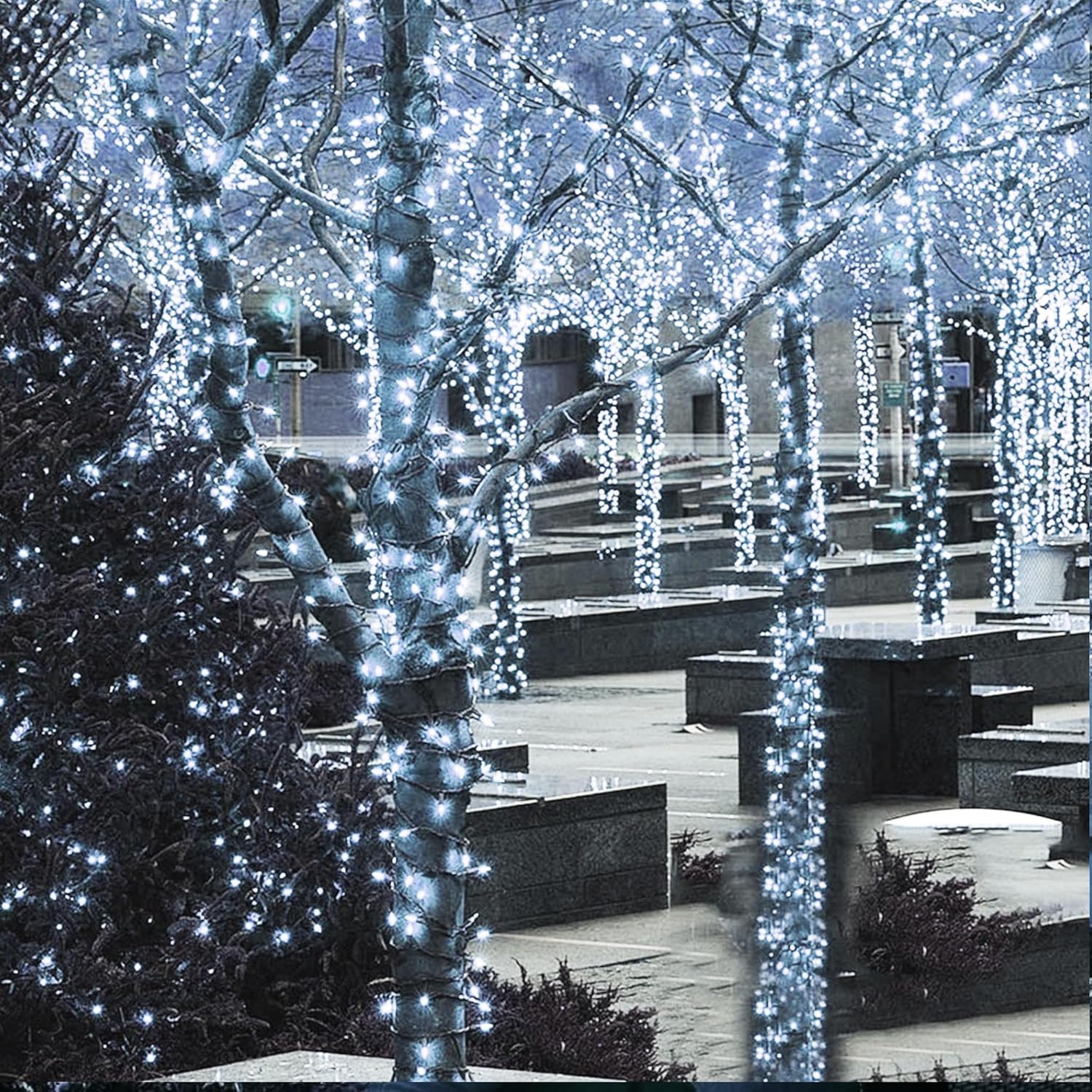 Dazzle Bright 164 FT 500 LED Christmas String Lights, Waterproof Green Wire String Lights with 8