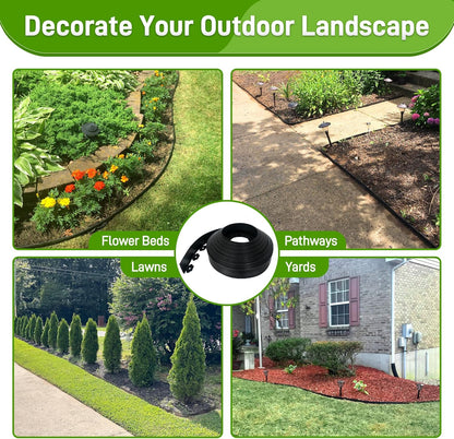 3.15" x 100' No Dig Landscape Edging, Flexible Garden Edging Borders with 90 Anchoring Spikes