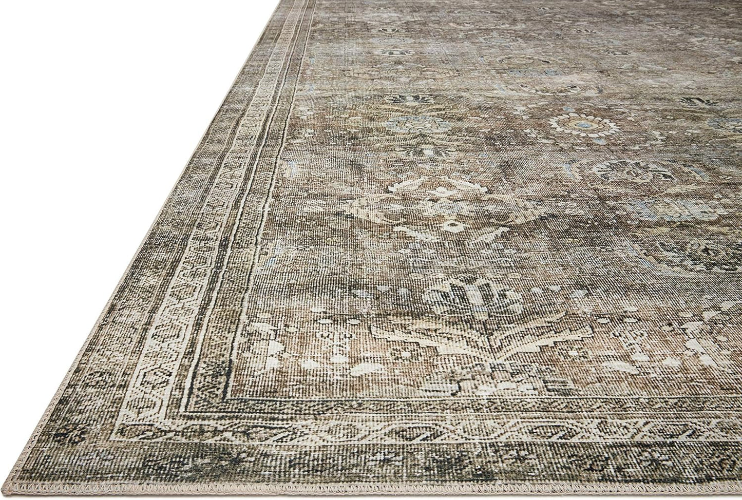 Loloi Layla Collection LAY-13 Antique/Moss 2'-6" x 12'-0" .13" Thick Runner Rug, Soft, Durable