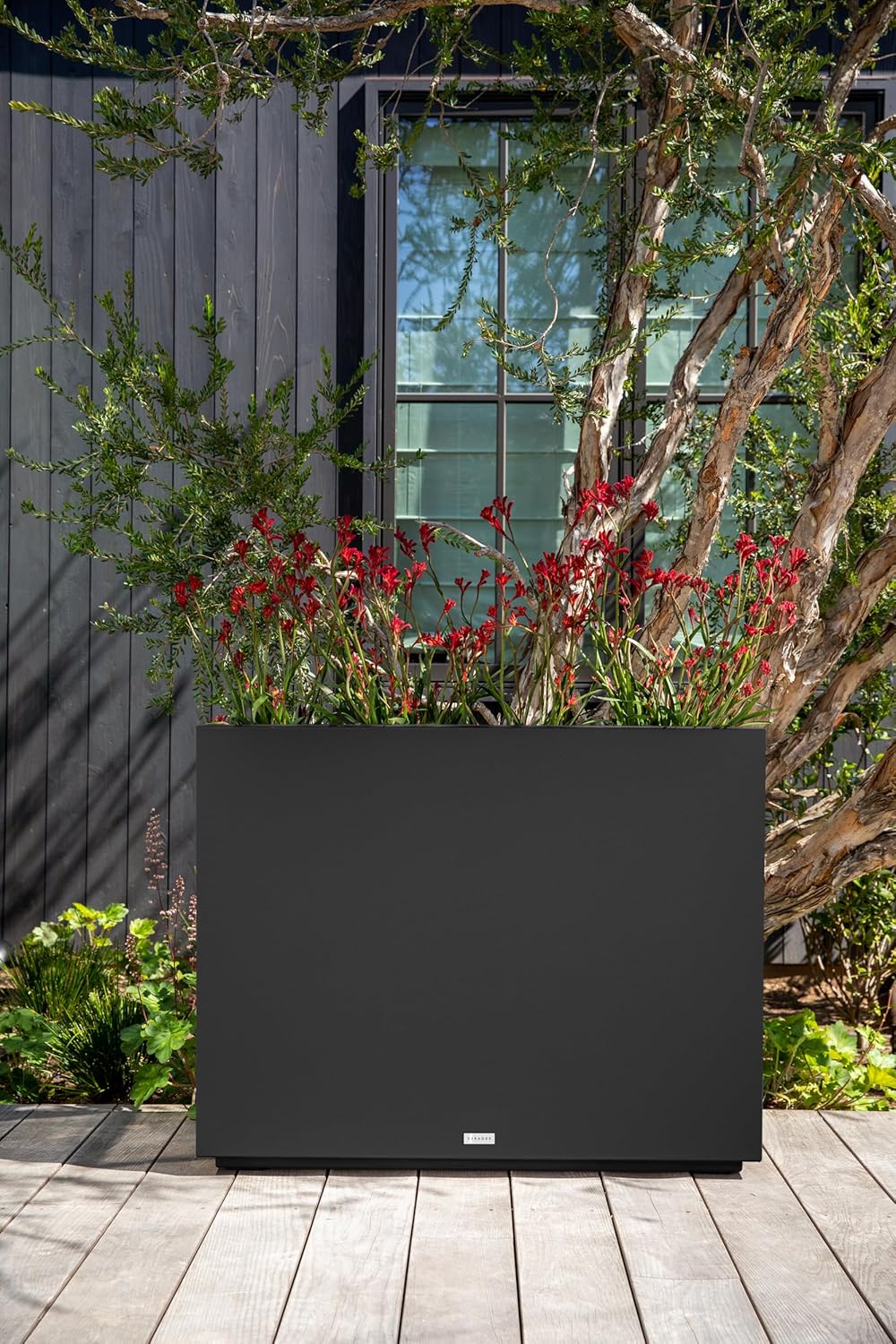 Veradek Block Series Span Plastic Planter - Tall Rectangular Planter for Indoor or Outdoor