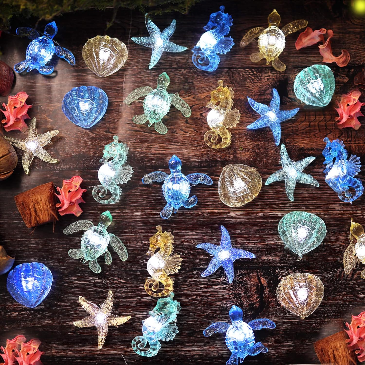 Ocean Theme String Lights Indoor Nautical Décor-USB or Battery Operated 10ft 30 LED Sea Horse