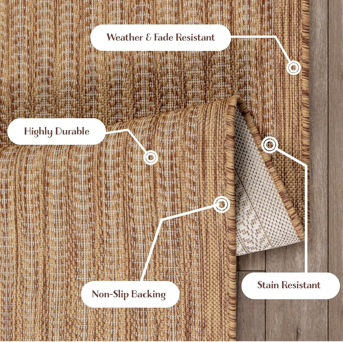 Adiva Rugs Outdoor Indoor Area Rug, Weather Resistant, Easy to Clean, Stain Resistant Floor Mat for