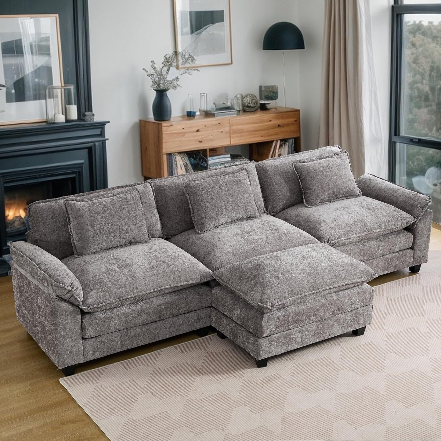 URRED Modular Sectional Sofa Comfy Cloud Couch, Modern Chenille Sofa Sleeper Deep Seat Couches with