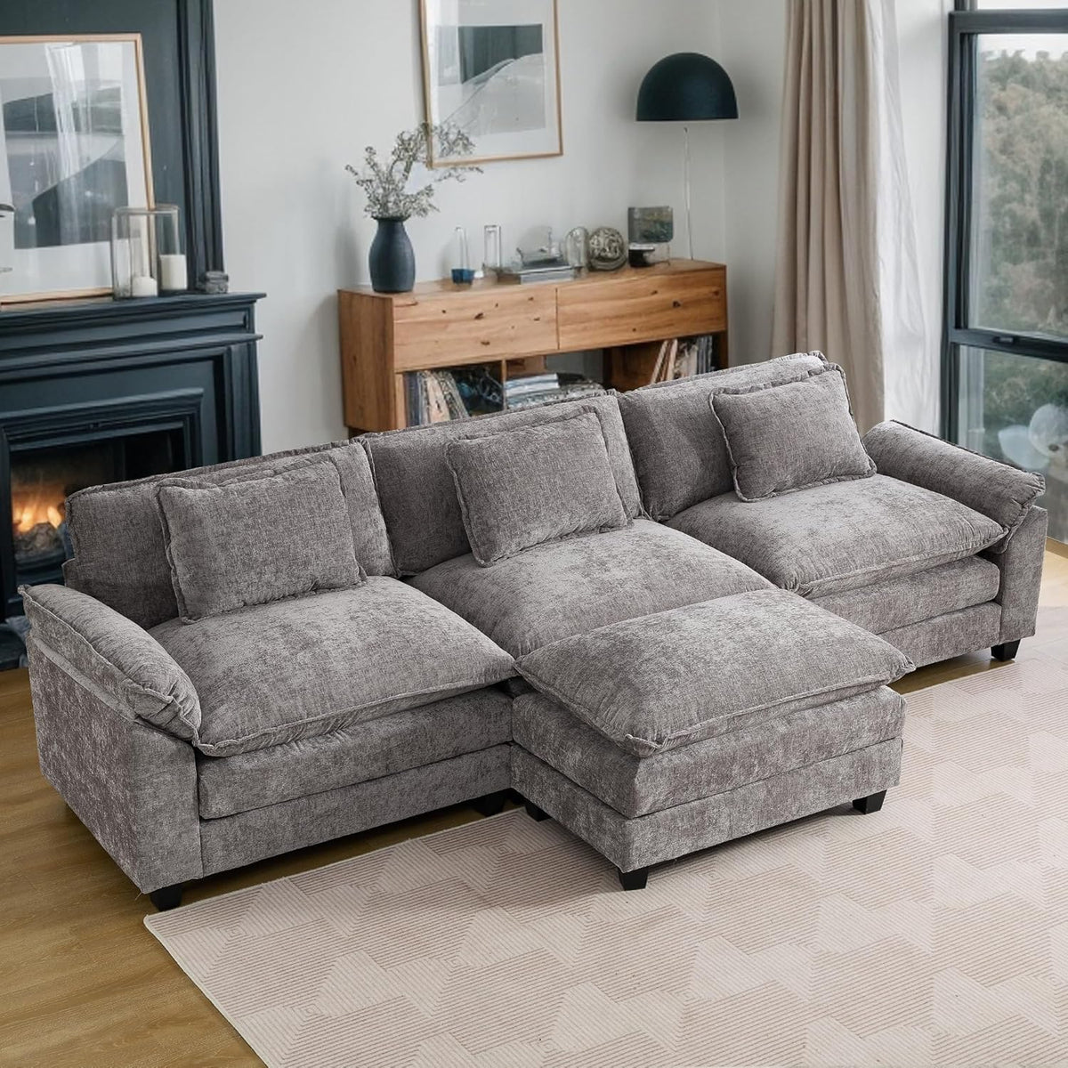 URRED Modular Sectional Sofa Comfy Cloud Couch, Modern Chenille Sofa Sleeper Deep Seat Couches with