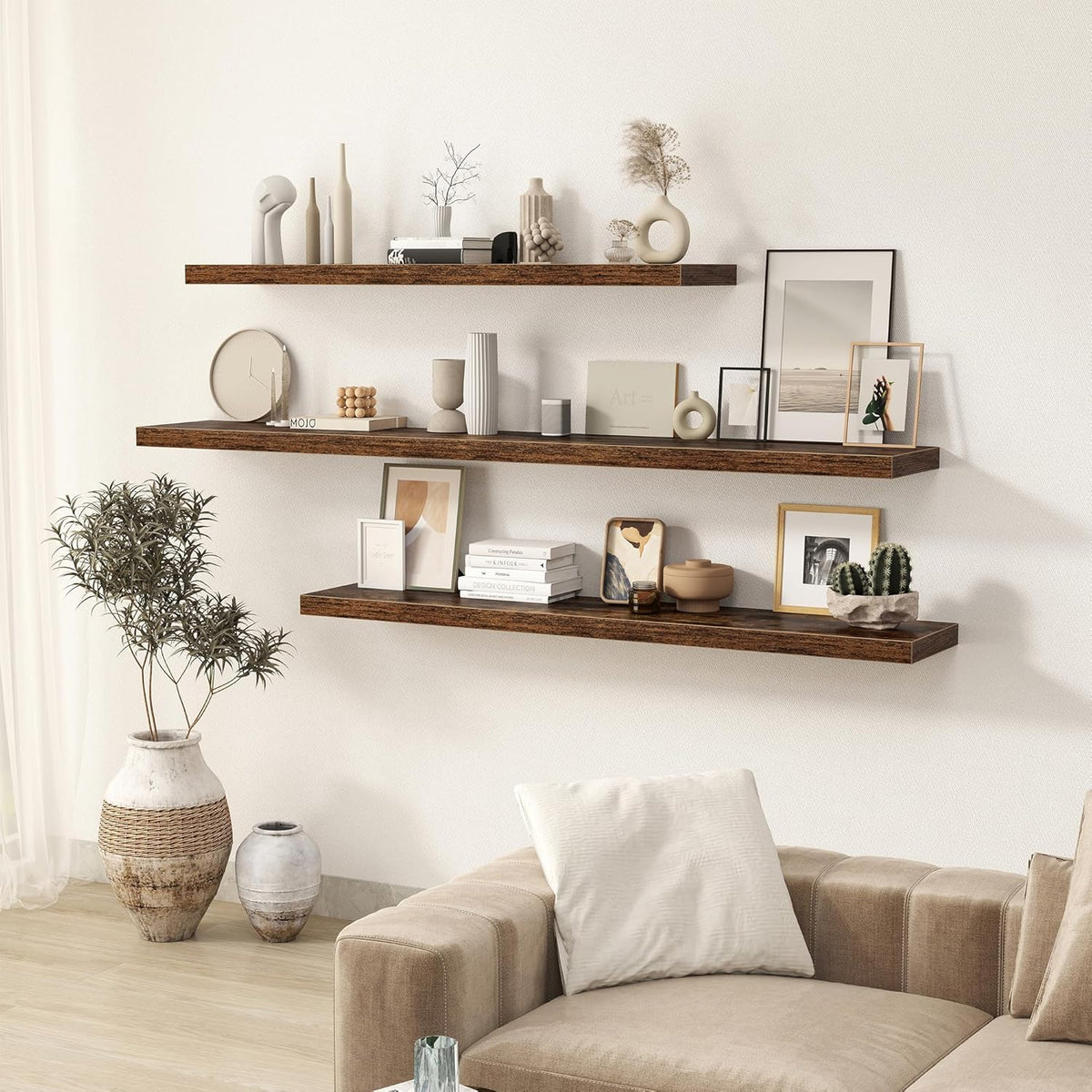 Fun Memories 55 Inch Floating Shelves for Wall 2 Pack Shelves for Bedroom|Kitchen|Bathroom 55 x 9.3