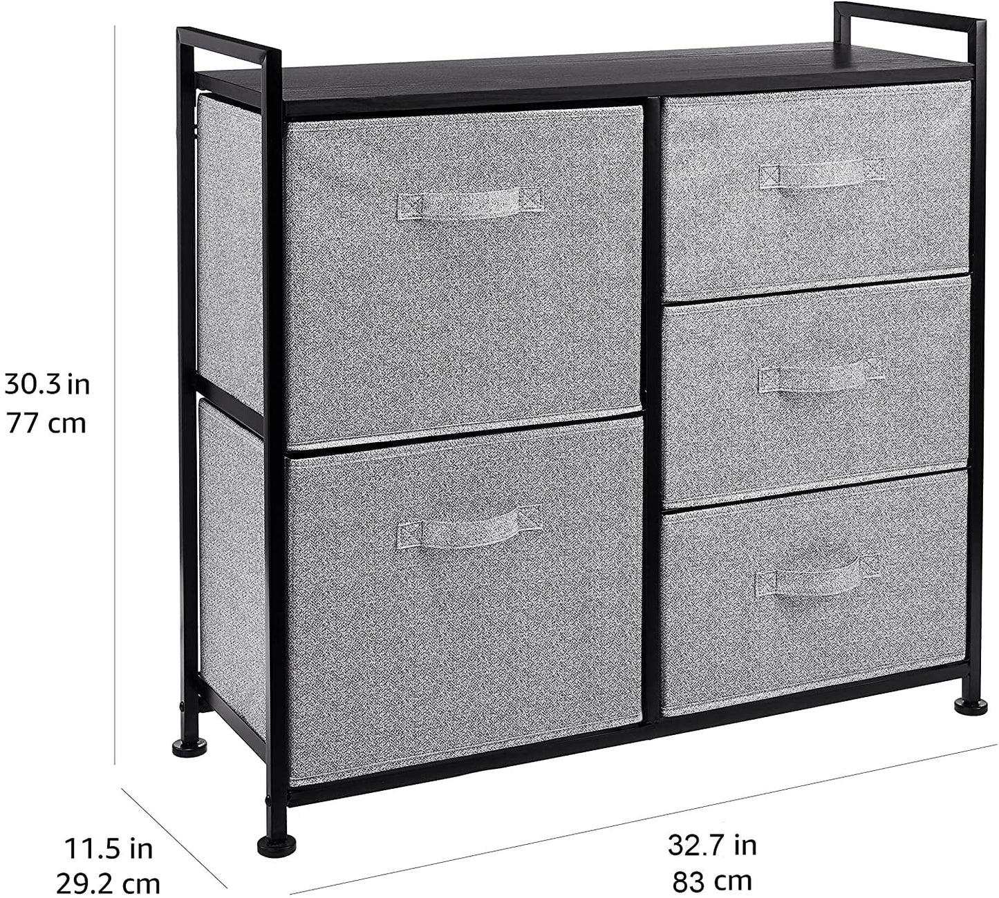 Amazon Basics Closet Organizer with 5-Fabric Storage Drawers for Bedroom, Living Room, Black
