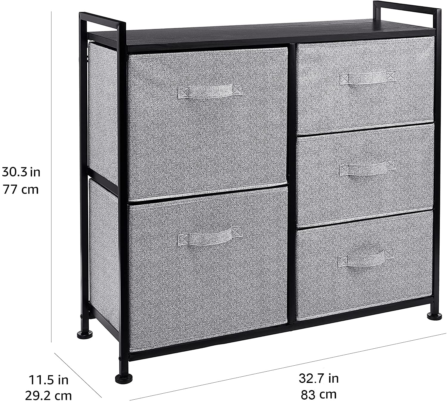 Amazon Basics Closet Organizer with 5-Fabric Storage Drawers for Bedroom, Living Room, Black
