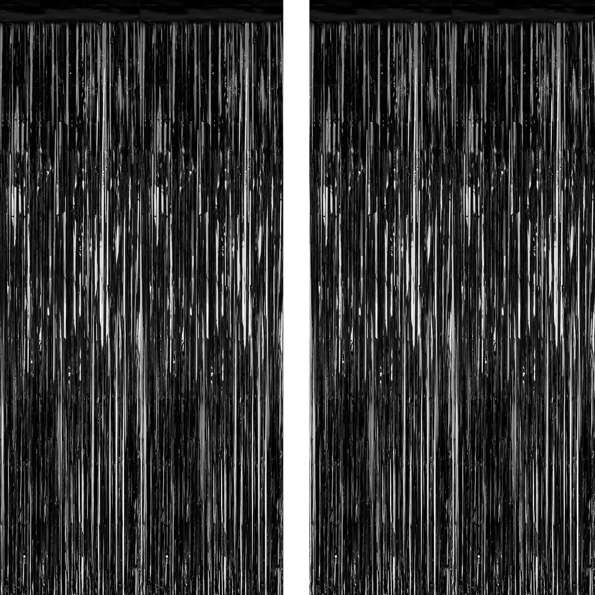 2 Pack 2025 Graduation Party Decorations, 3.28 FT x 7.05 FT Black Backdrop, Metallic Graduation