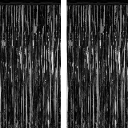 2 Pack 2025 Graduation Party Decorations, 3.28 FT x 7.05 FT Black Backdrop, Metallic Graduation