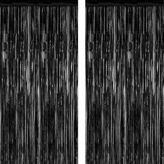 2 Pack 2025 Graduation Party Decorations, 3.28 FT x 7.05 FT Black Backdrop, Metallic Graduation