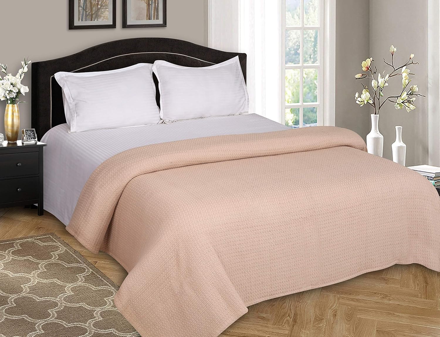 Elvana Home 100% Cotton Bed Blanket, Breathable Bed Blanket Full - Queen Size, Cotton Thermal