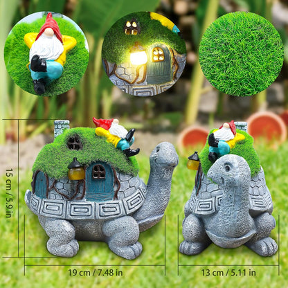 SunGlee Solar Turtles for Outdoors Turtle Solar Light Garden Statue, Cute Tortoise Garden Outdoor