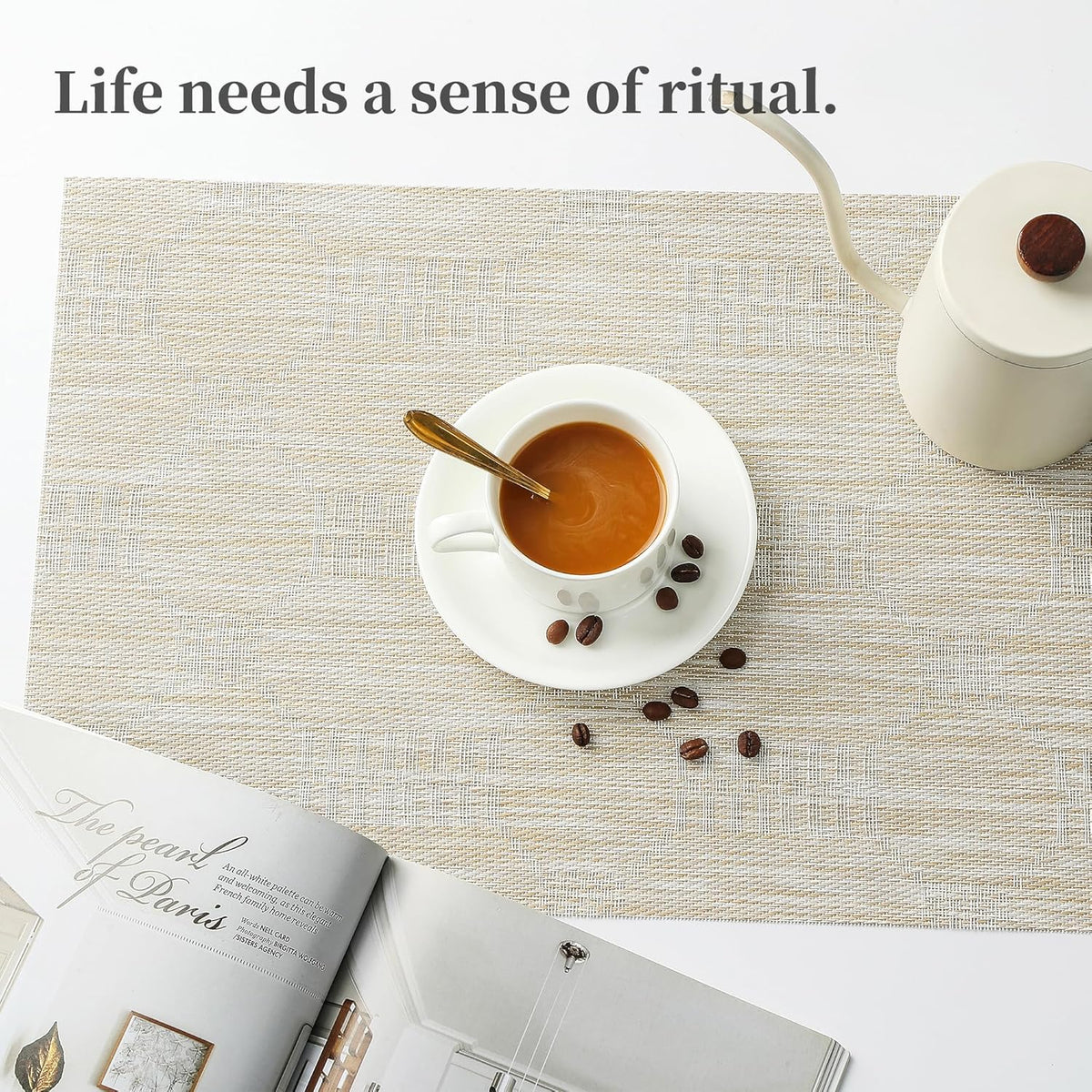 Leetaltree Wheat Placemats Set of 12 - Heat Resistant Non-Slip Place mats for Dining Table
