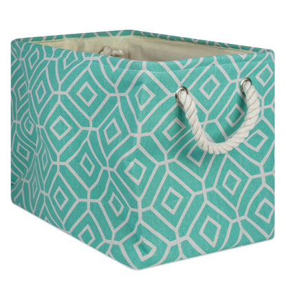 DII Collapsible Polyester Storage Bin, Stained Glass, Aqua, Large Rectangle