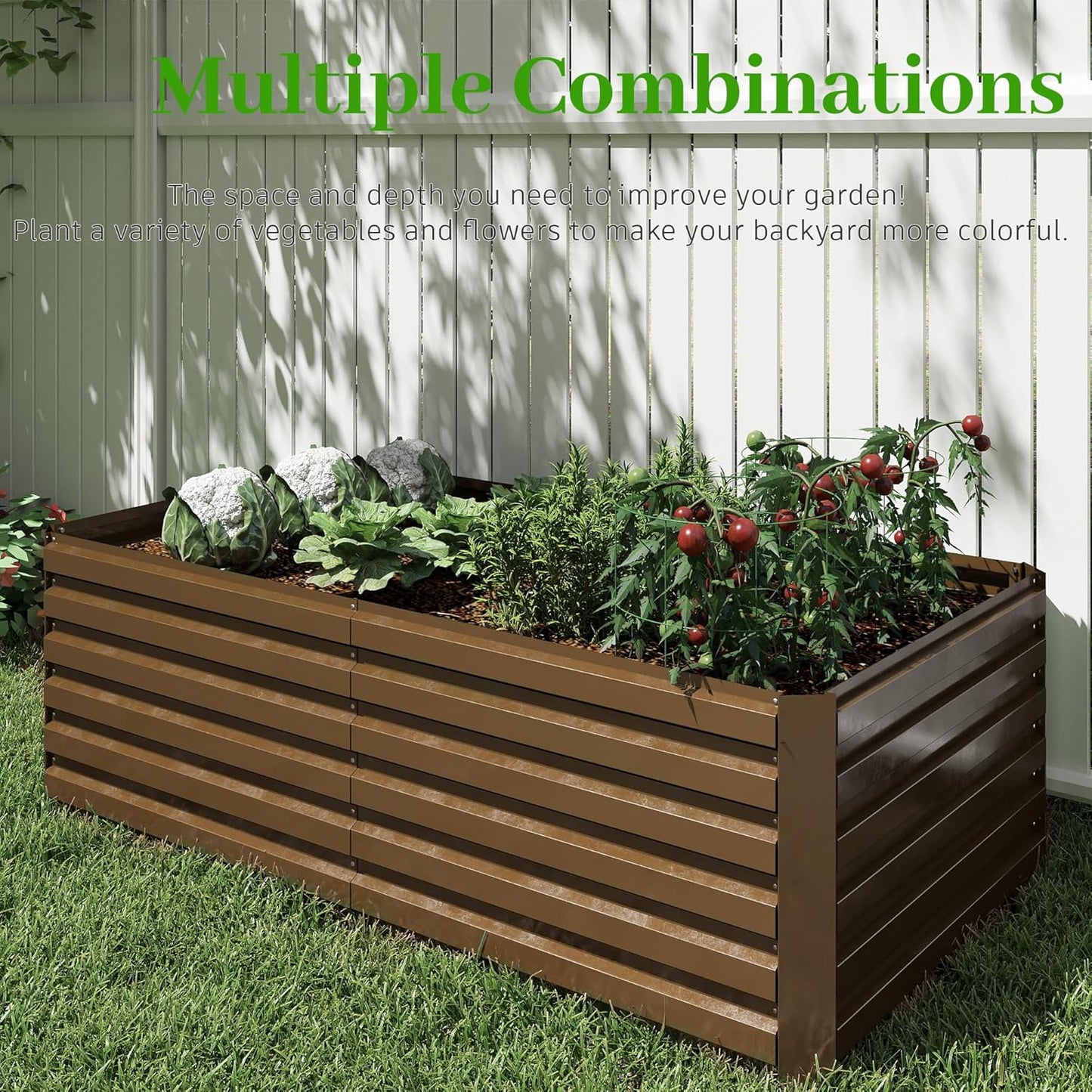8x4x2 ft Outdoor Raised Garden Bed, Large Metal Planter Raised Beds, Planters for Outdoor Plants