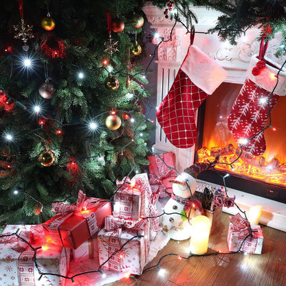 Brizled Red & White Christmas Lights, 33ft 100 LED Christmas String Lights, 5MM Wide Angle Xmas